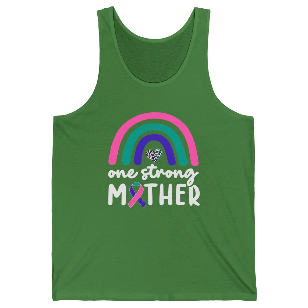 One Strong Mother Teal Rainbow Warrior Thyroid Cancer Month Unisex Jersey Tank