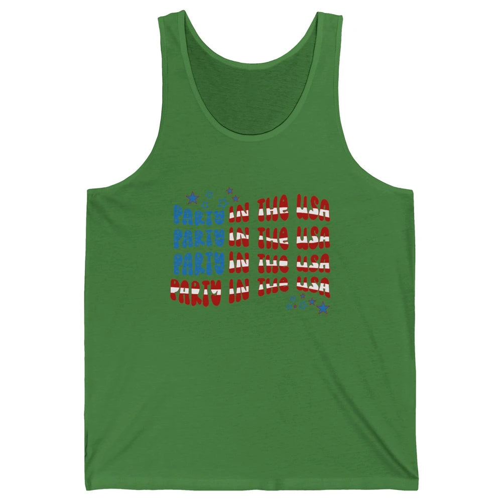 Retro July 4th Party In The USA Retro Stripe Star US Patriot Unisex Jersey Tank