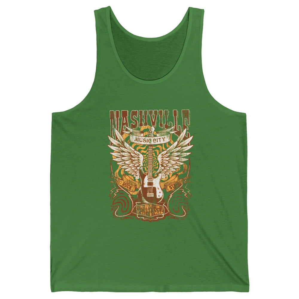 Retro Guitar Nashville Music City Western Country Music Unisex Jersey Tank
