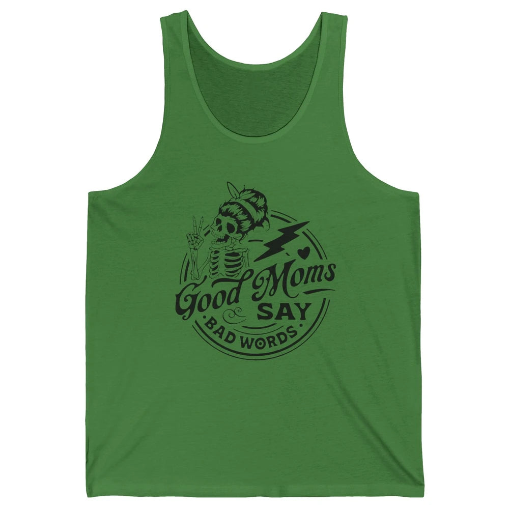 Funny Skeleton Good Moms Say Bad Words Western Country Mom Unisex Jersey Tank