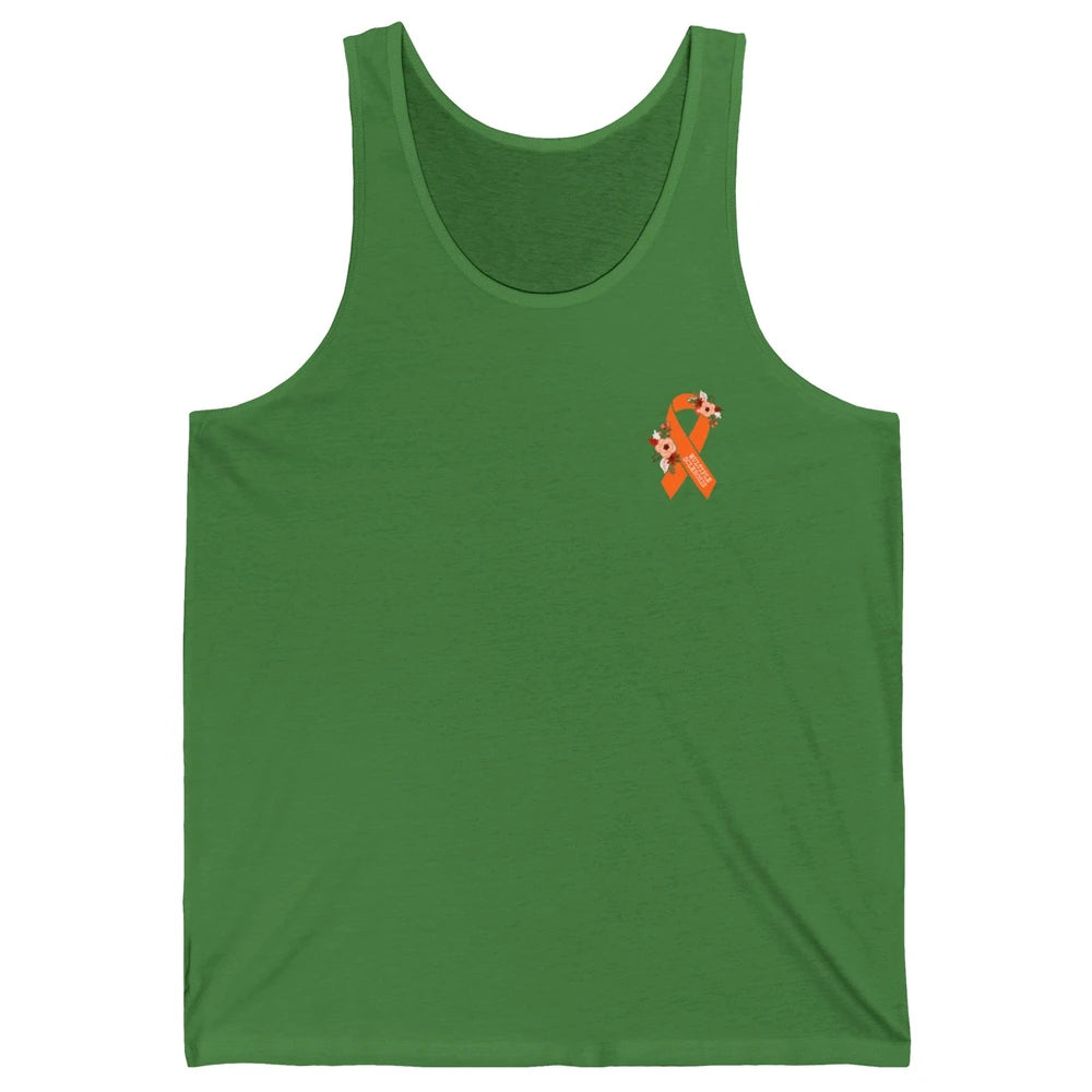 Multiple Sclerosis Awareness Floral Orange Ribbon Rainbow Unisex Jersey Tank