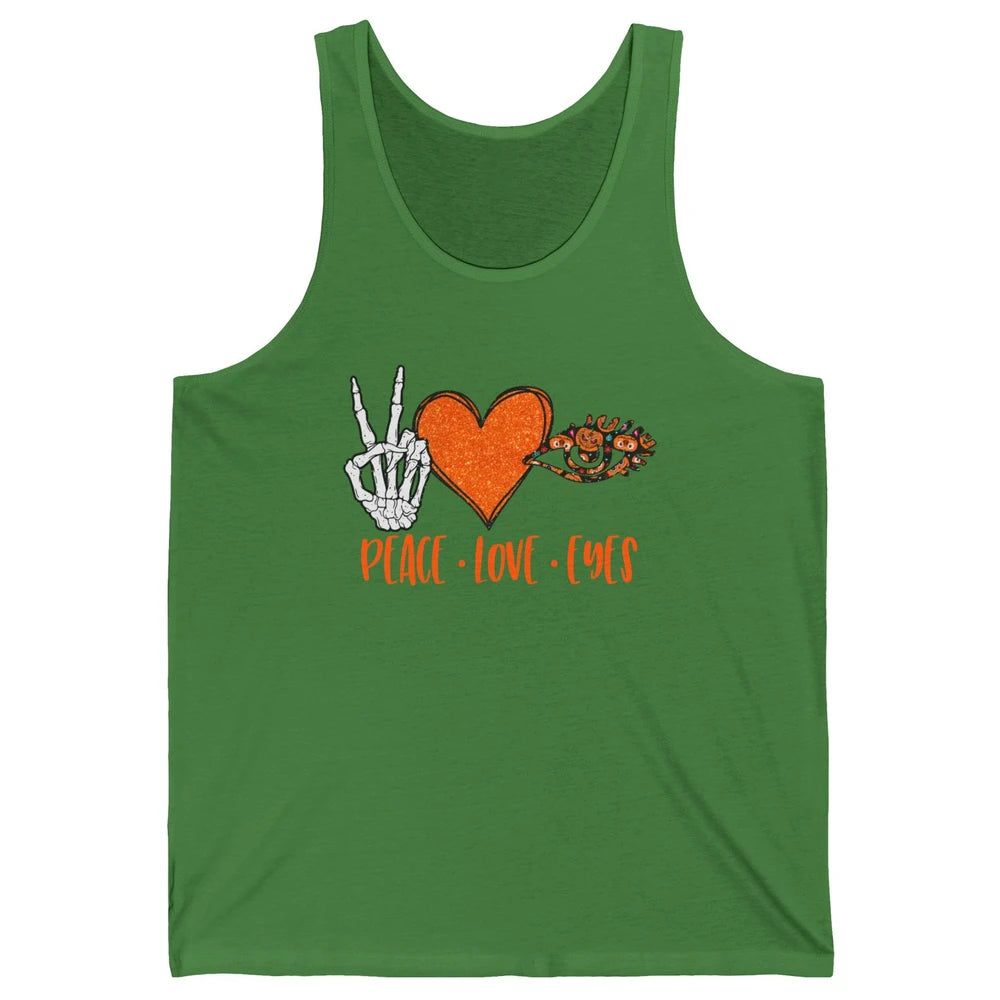 Optician Halloween Peace Love Eyes Optometrist Pumpkin Gift Unisex Jersey Tank