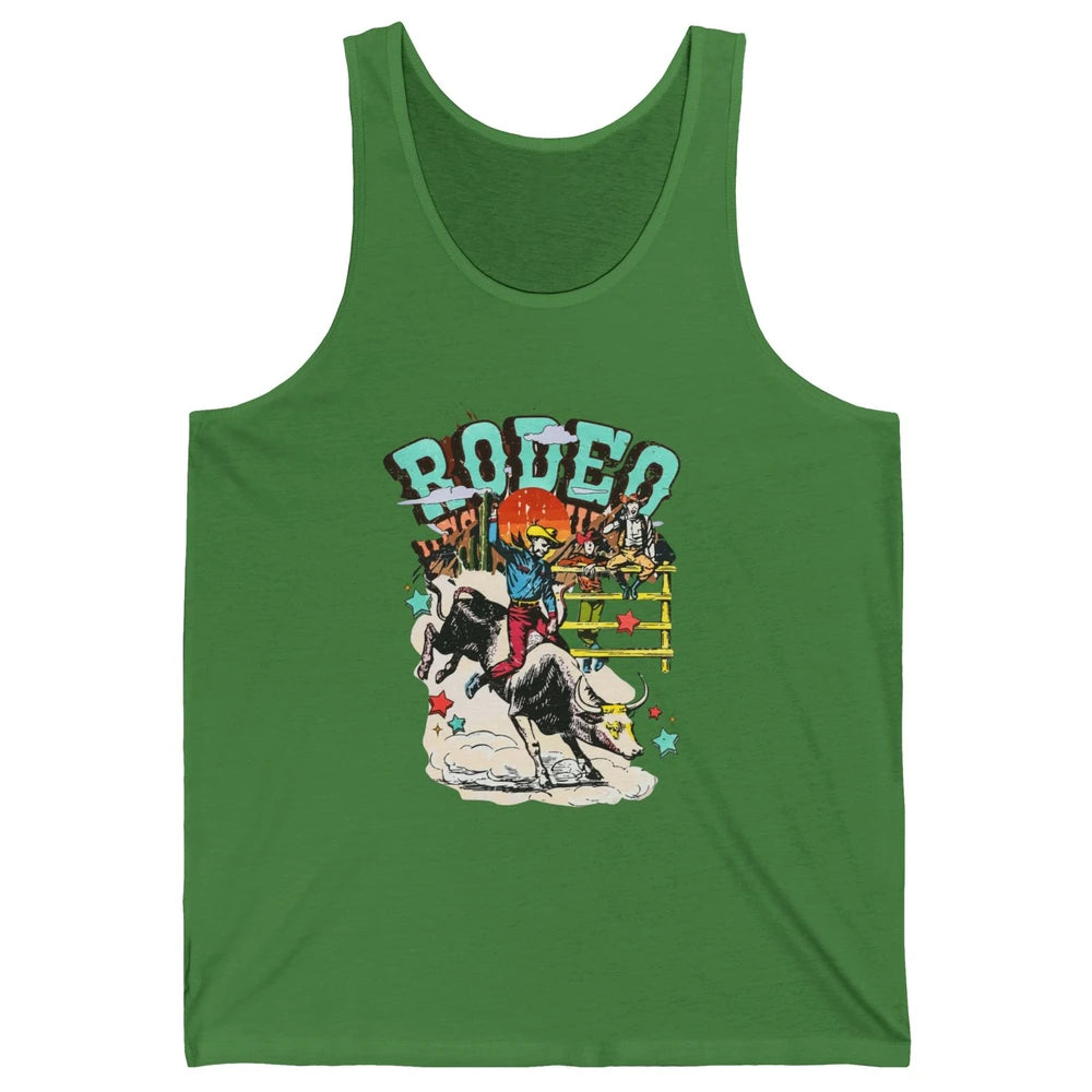 Retro Cowboy Horsing Rodeo Dad Bull Racing Western Country Unisex Jersey Tank