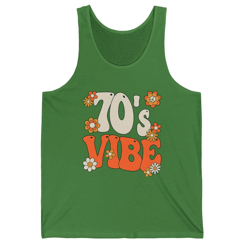 Retro 70s Vibe Groovy Smile Daisy Hippie Positive 1970 Party Unisex Jersey Tank