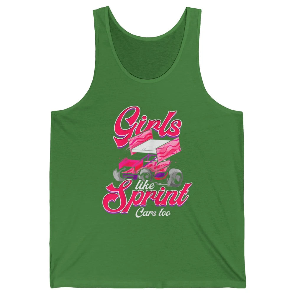 Racing Dirt Track Girls Like Sprint Car Too Race Truck Retro Unisex Jersey Tank