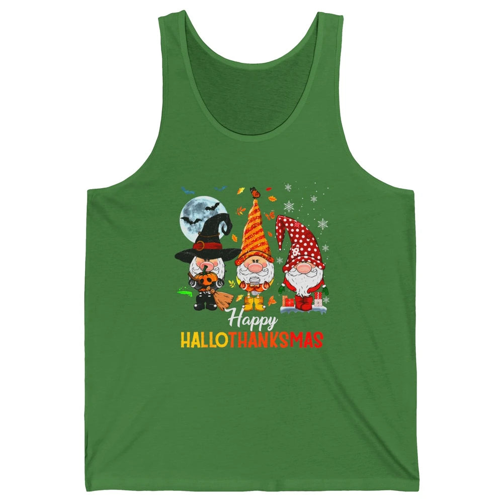 Funny Pumpkin Gnomes Hallo-thank-mas Thanksgiving Christmas Unisex Jersey Tank
