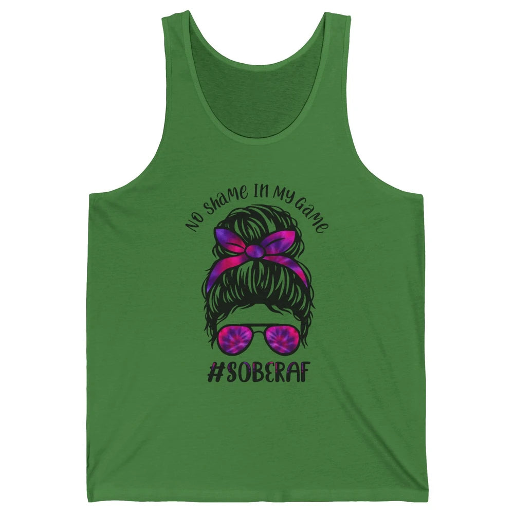 No Shame In My Game Sober AF Colorful Messy Hair Bun Support Unisex Jersey Tank