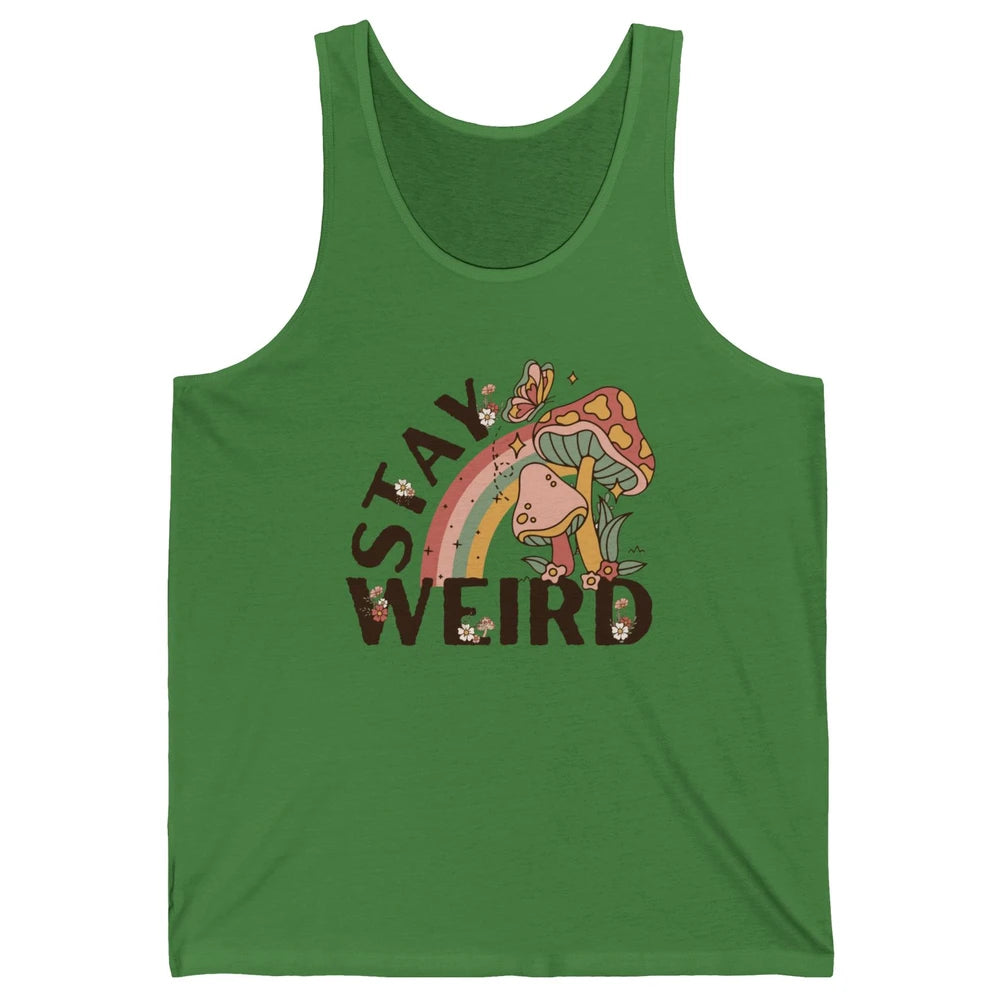 Retro Mushroom Stay Weird Mushy Butterfly Hippie Botanical Unisex Jersey Tank