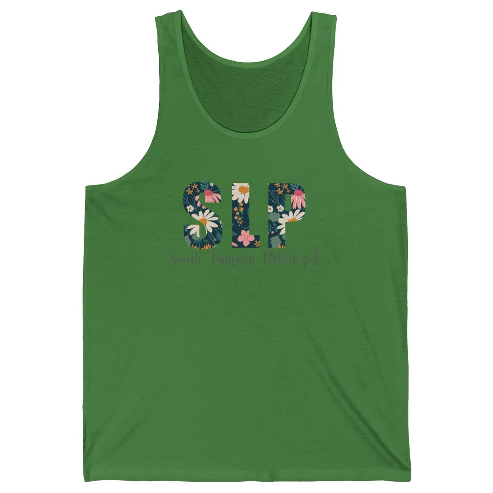 Speech Language Pathologist Floral Career Profession SLP Unisex Jersey Tank