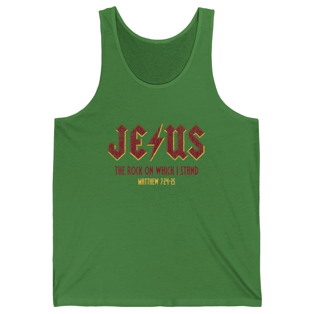Retro Jesus The Rock On Which I Stand Faith Christian God Unisex Jersey Tank