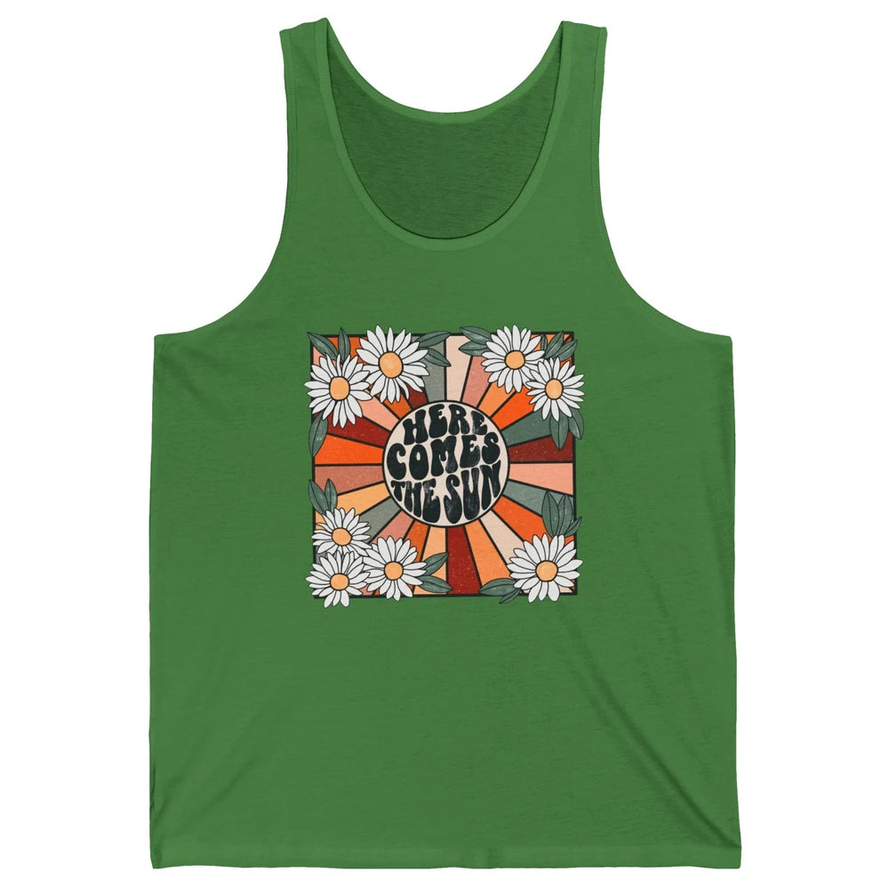 Retro Here Comes The Sun Sunshine Motivational Positive Mind Unisex Jersey Tank