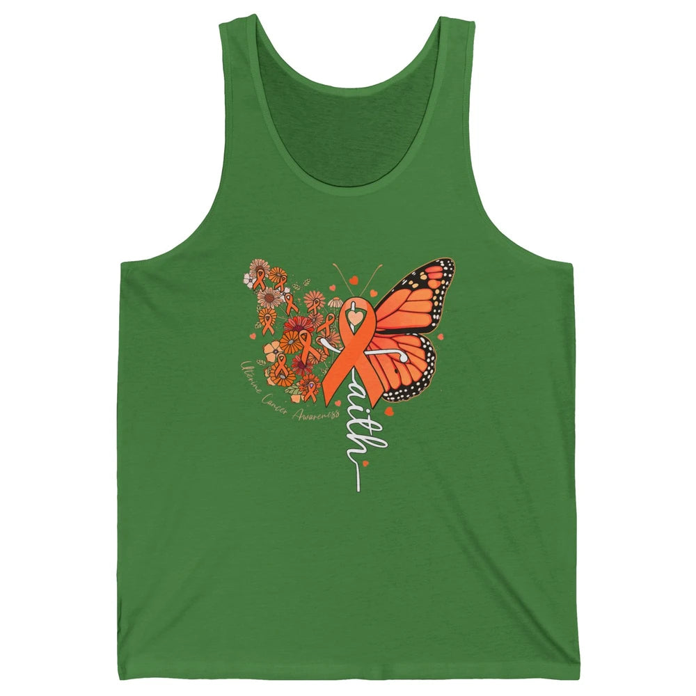 Peach Floral Butterfly Cross Faith Uterine Cancer Awareness Unisex Jersey Tank