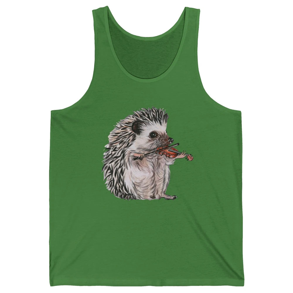Retro Hedgehog Playing Viloin Musician Violinist Hedgehog Unisex Jersey Tank
