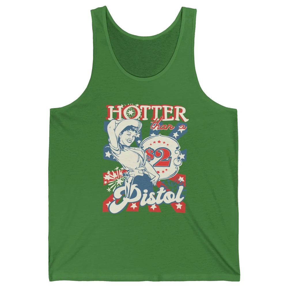 Retro Cowgirl Hotter Than A 2 Dollar Pistol Western Country Unisex Jersey Tank