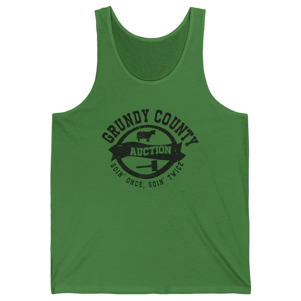Retro Bull Skull Grundy County Auction Western Country Farm Unisex Jersey Tank