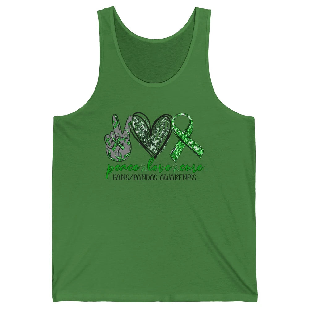 PANS/PANDAS Awareness Green Ribbon Peace Love Cure Unisex Jersey Tank
