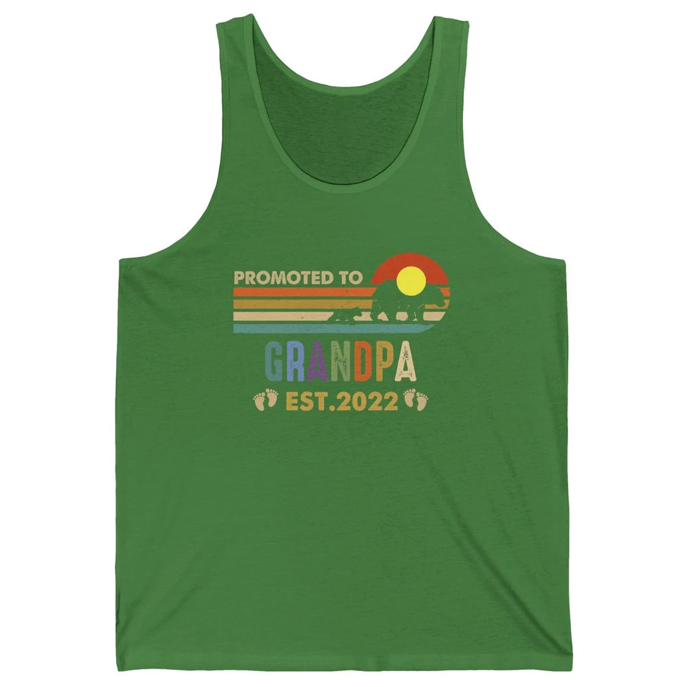 Retro Bear Sunset Promoted To Grandpa Est 2022 Grandpa Gift Unisex Jersey Tank