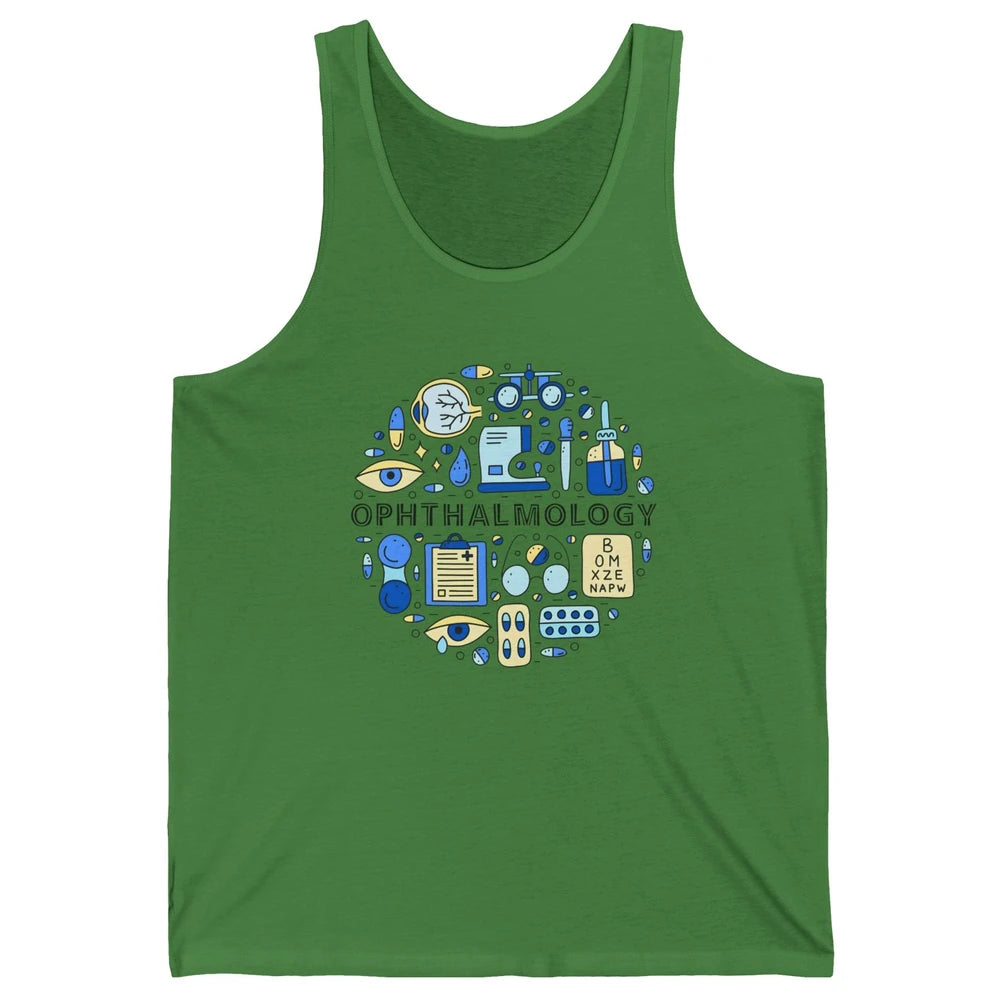 Optometrist Eye Chart Phoropter Symbols Ophthalmology Tech Unisex Jersey Tank