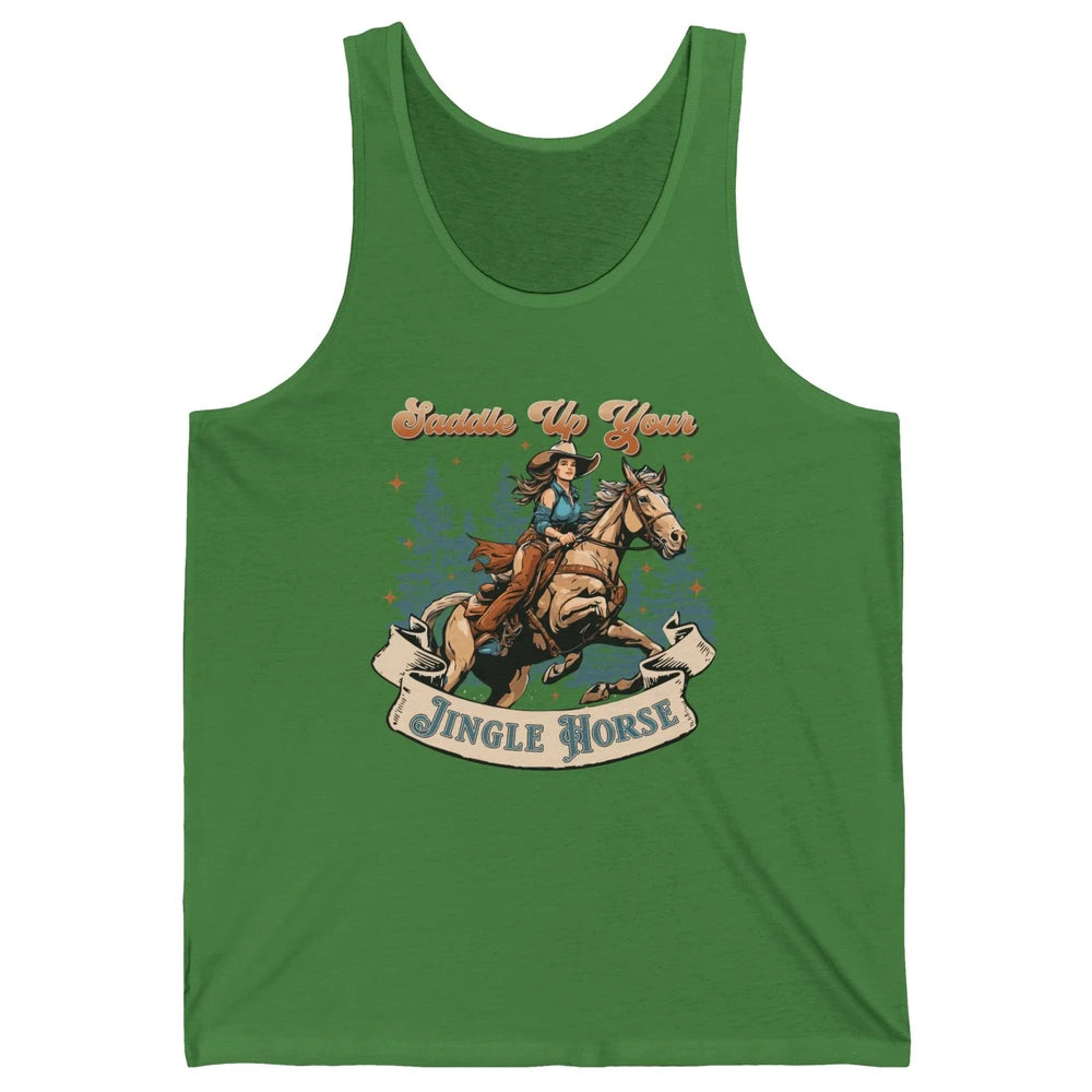 Retro Christmas Saddle Up Your Jingle Horse Bronco Cowgirl Unisex Jersey Tank