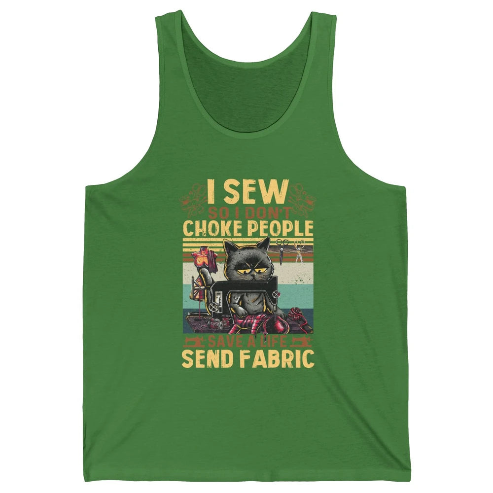Retro Black Cat I Sew So I Dont Choke People Sewing Quilting Unisex Jersey Tank