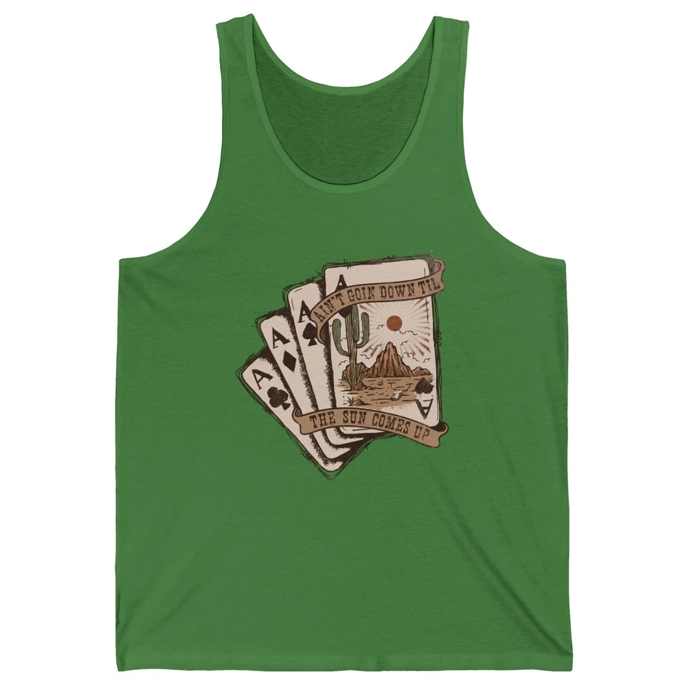 Retro Desert Sunset Cards Ain't Going Down Western Country Unisex Jersey Tank