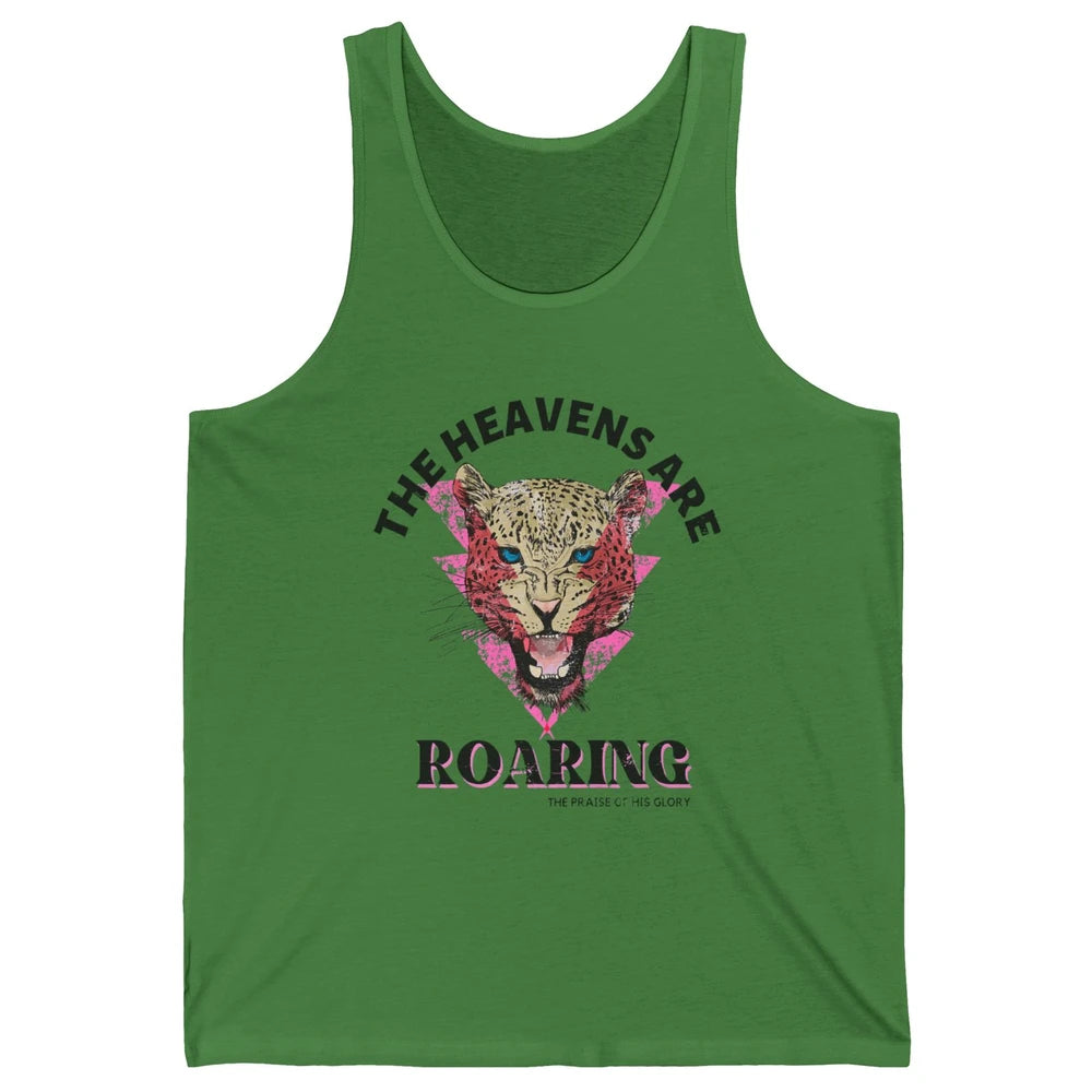 Retro Lion Heavens Are Roaring Bible Lightning Bolt Leopard Unisex Jersey Tank