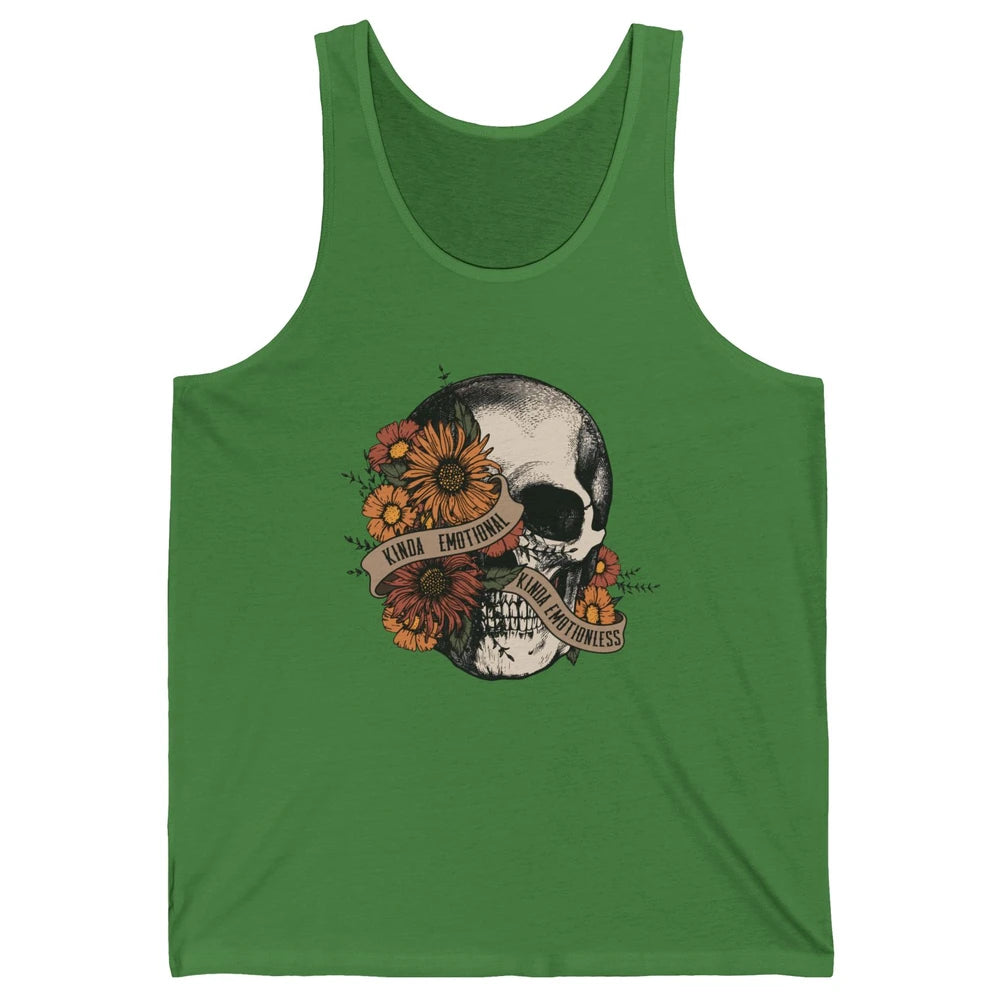 Retro Kinda Emotional Kinda Emotionless Floral Skull Unisex Jersey Tank