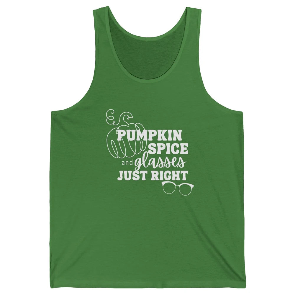 Optometrist Pumpkin Spice Glasses Just Right Optician Fall Unisex Jersey Tank