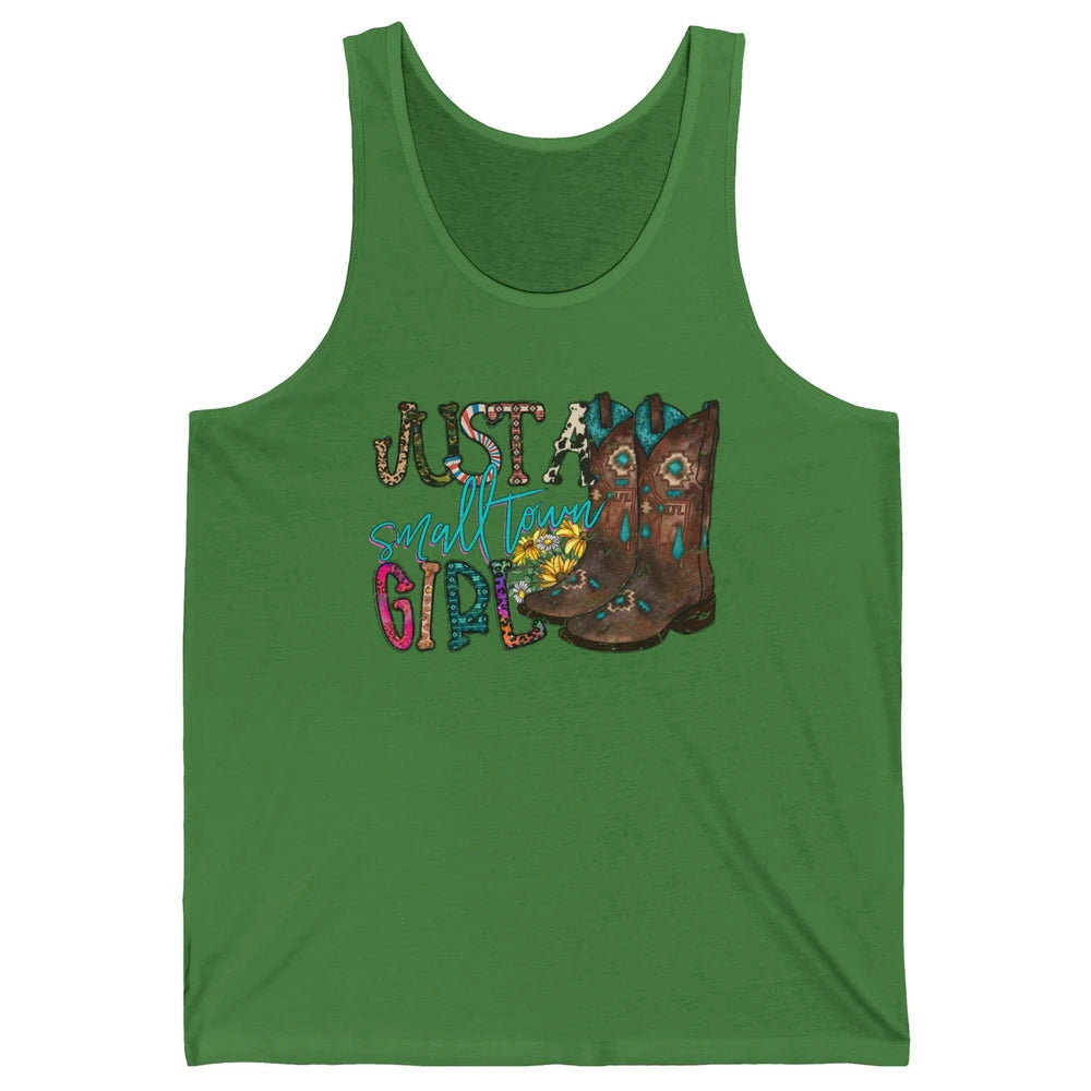 Retro Cowgirl Boots Just A Small Town Girl Western Country Unisex Jersey Tank