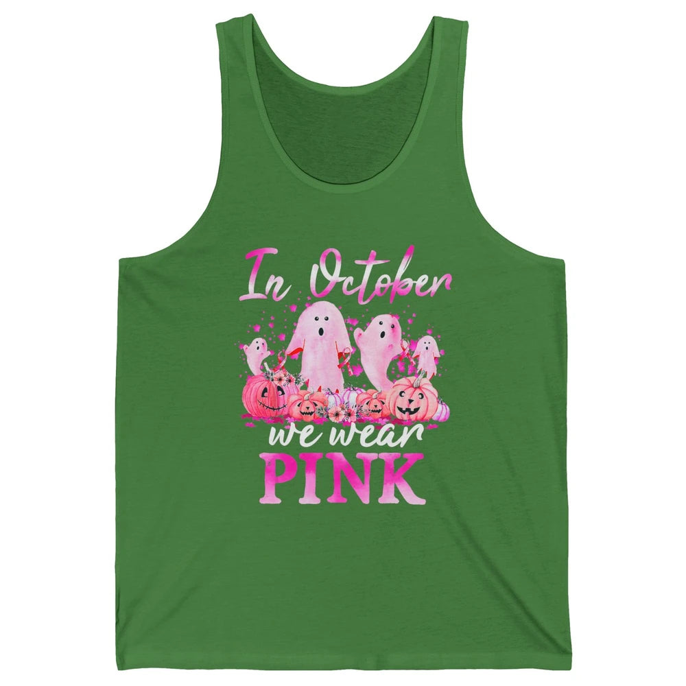 October Wear Ghost Boo Pink Ribbon Breast Cancer Awareness Unisex Jersey Tank