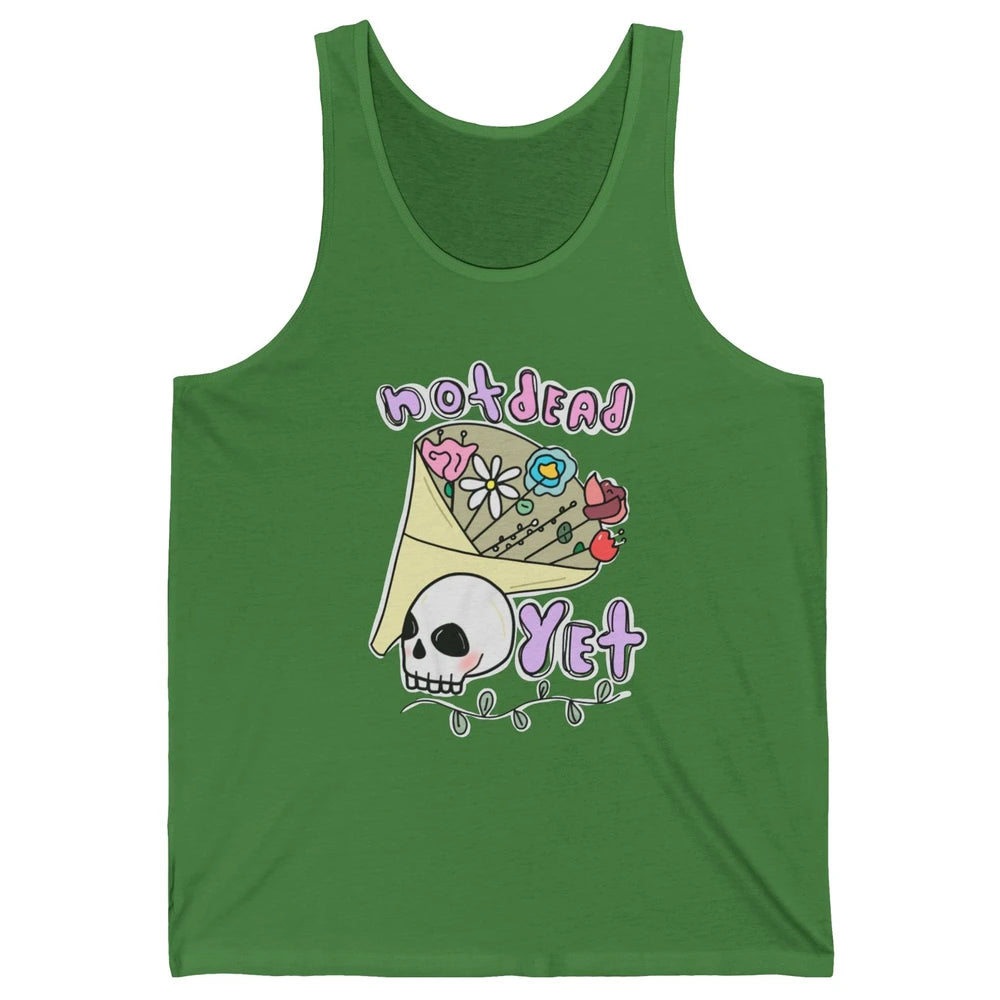 Not Dead Yet Funny Skull Flower Cancer Warrior Fighter Boho Unisex Jersey Tank