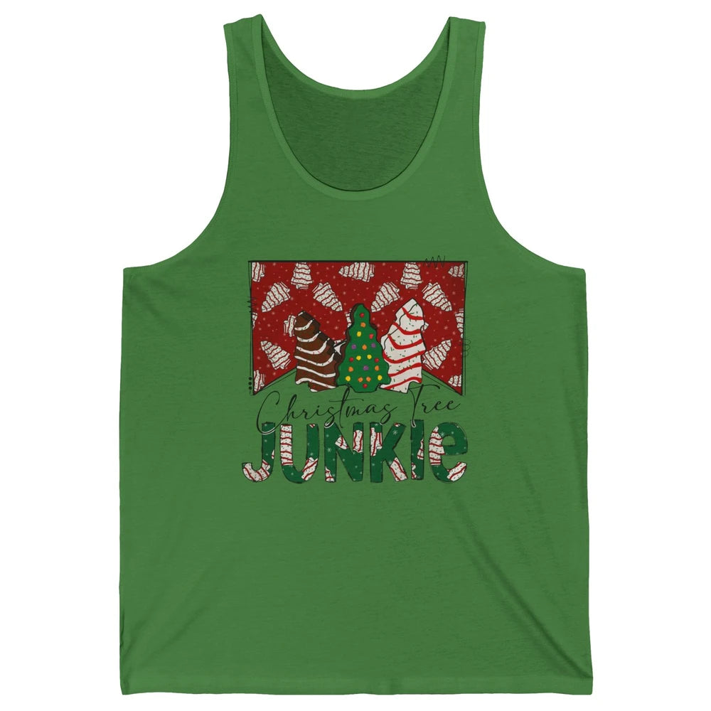 Funny Christmas Tree Cake Junkie Tis The Season Western Xmas Unisex Jersey Tank