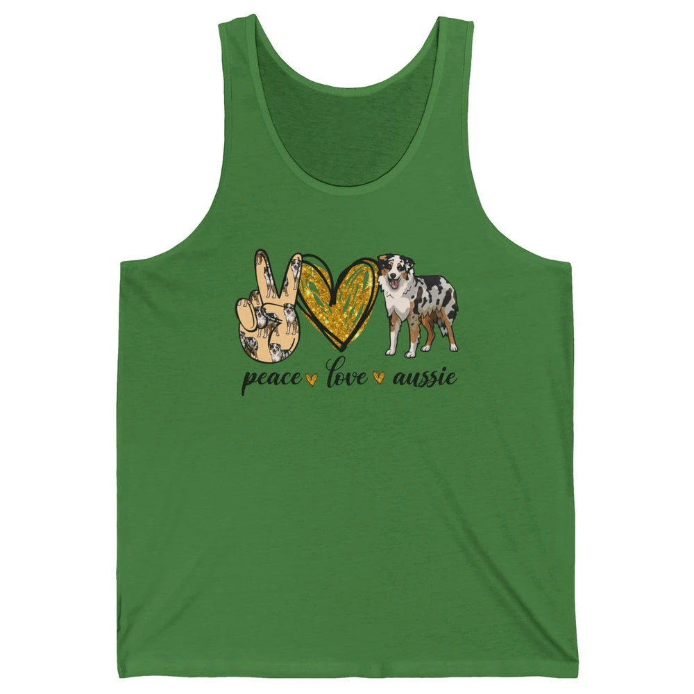 Peace Love Aussie Dog Lovers Australian Shepherd Dad Mom Unisex Jersey Tank