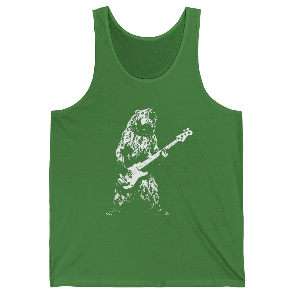 Retro Bear Playing Bass Guitar Bear Guitarist Music Lovers Unisex Jersey Tank
