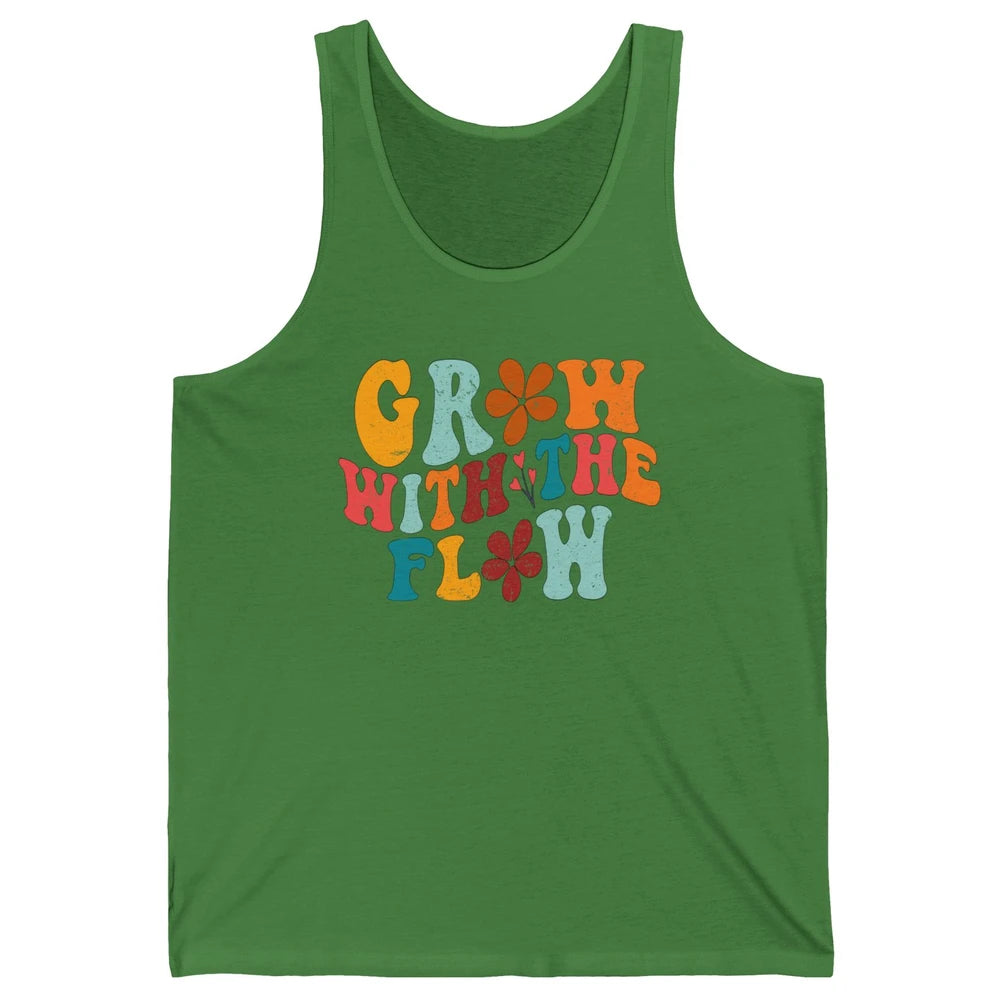 Retro Flower Grow With The Flow Summer Vintage Positive Life Unisex Jersey Tank