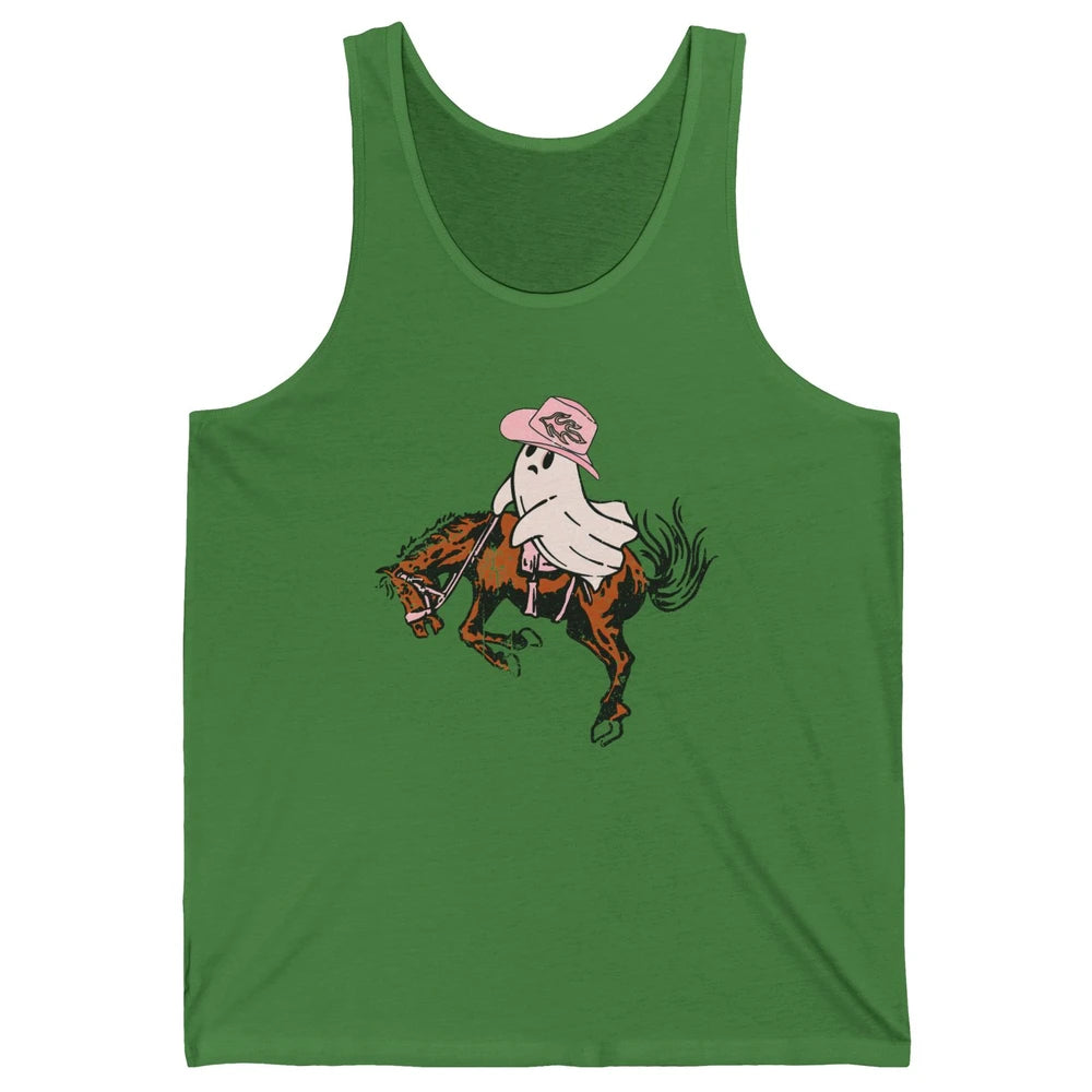 Funny Halloween Retro Cowboy Ghost Western Spooky Season Unisex Jersey Tank