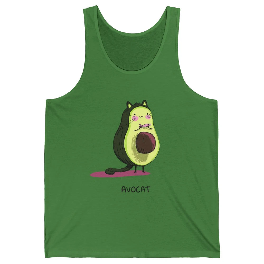 Cute Avocat Avocado Pink Cat Kitten Pun Healthy Vegan Veggie Unisex Jersey Tank