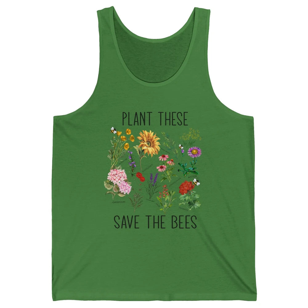 Retro Plant These Save The Bees Flowers Gardening Lover Gift Unisex Jersey Tank