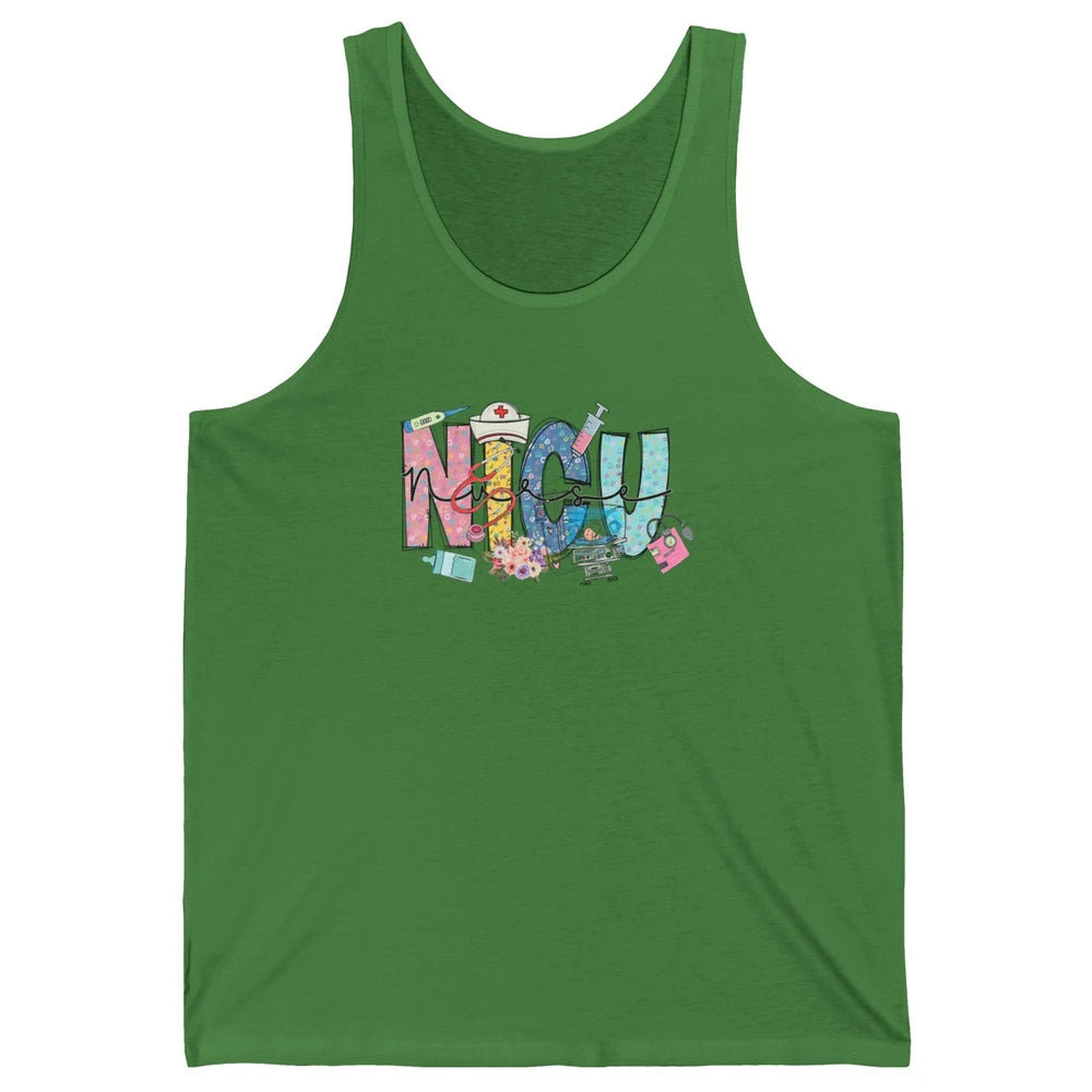 Nicu Nurse Registered Therapist Nursing Floral Leopard Care Unisex Jersey Tank
