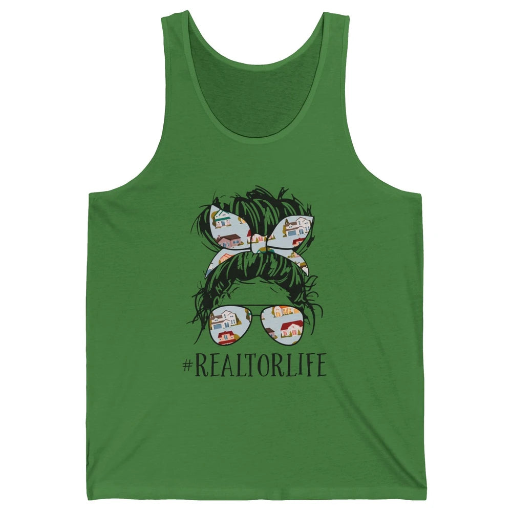 Realtor Life Messy Bun Real Estate Agent Housing Investment Unisex Jersey Tank
