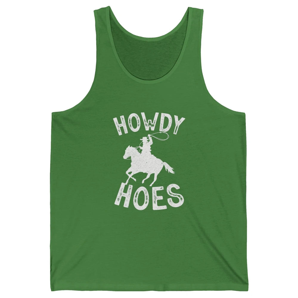 Retro Howdy Hoes Funny Cowboy Riding Horse Vintage Western Unisex Jersey Tank