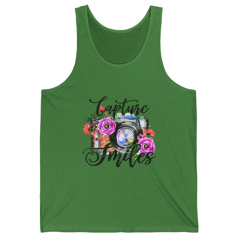 Photography Day Capture Smiles Retro Floral Camera Traveller Unisex Jersey Tank
