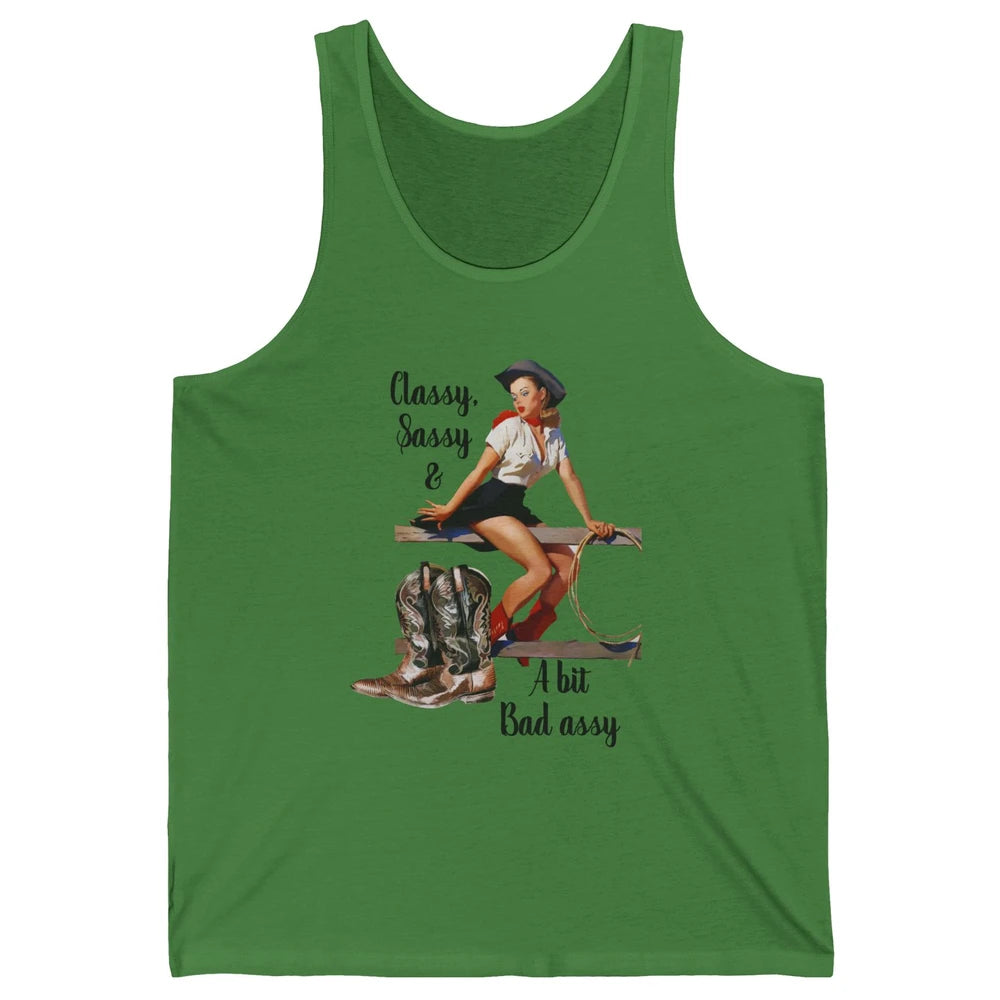 Retro Cowgirl Boots Classy Sassy Western Country Cowboy Gift Unisex Jersey Tank