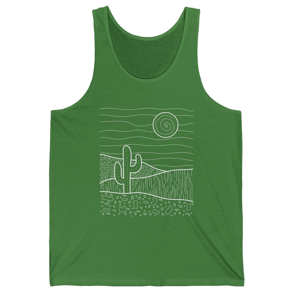Abstract Desert Cactus Sunset Western Country Minimalist Unisex Jersey Tank