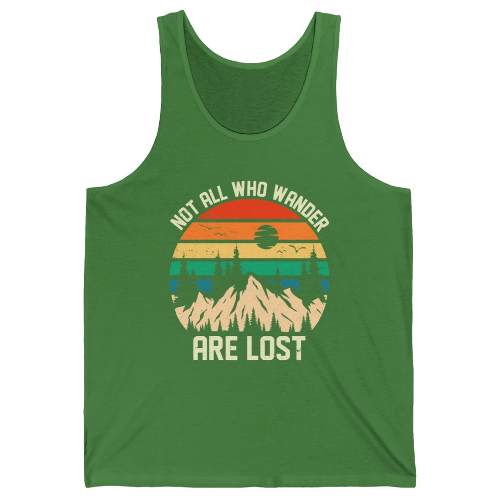 Retro Mountain Sunset Camping Not All Who Wander Are Lost Unisex Jersey Tank