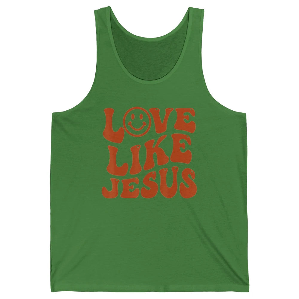 Groovy Love Like Jesus Preppy Religion Christian God Retro Unisex Jersey Tank
