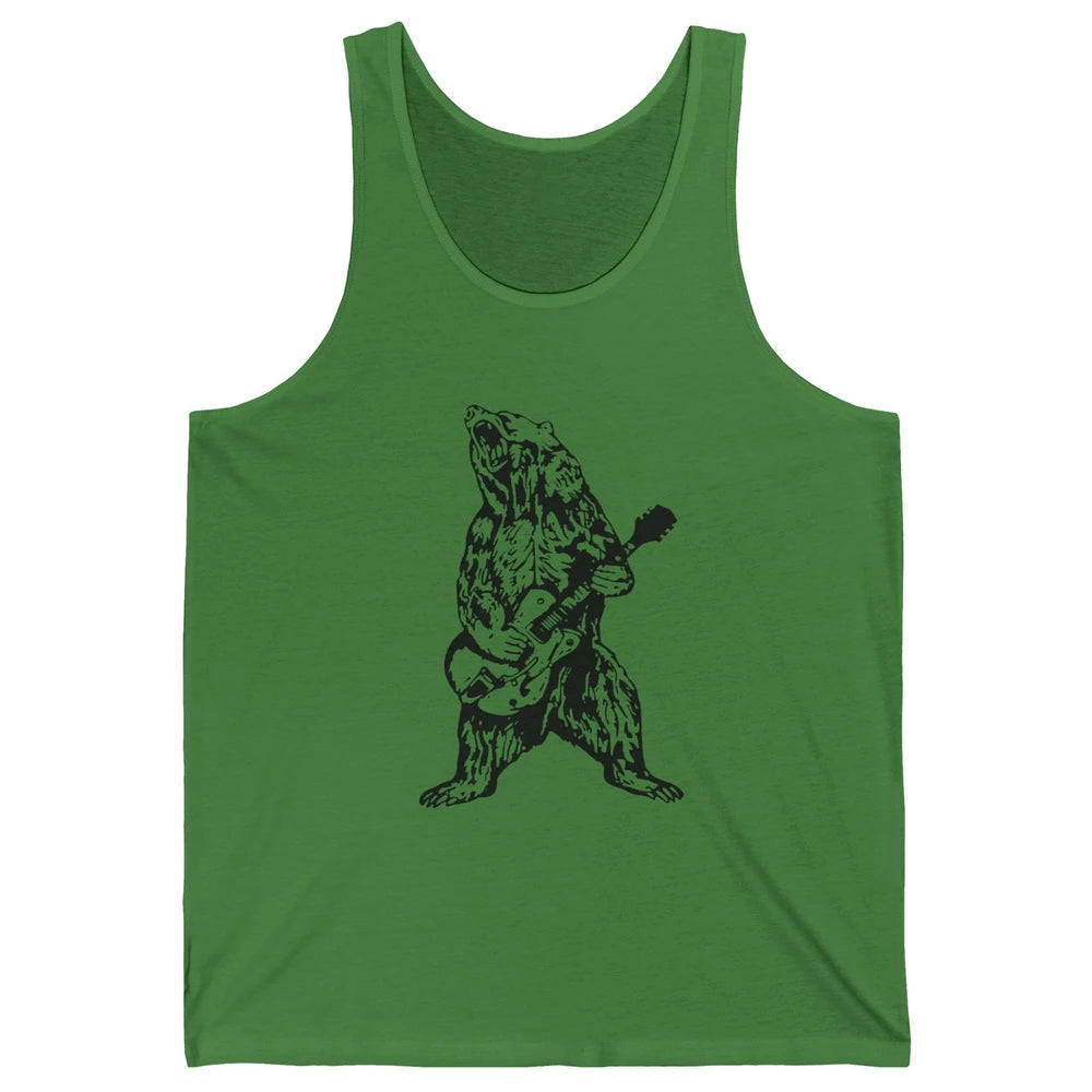Retro Bear Playing Bass Guitar Bear Guitarist Musician Gift Unisex Jersey Tank