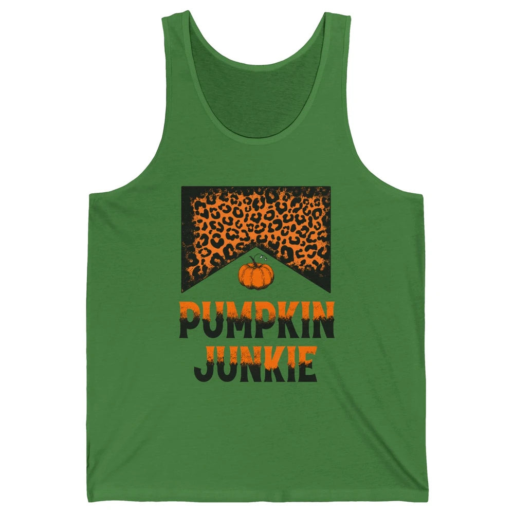 Retro Pumpkin Junkie Leopard Thanksgiving Western Country Unisex Jersey Tank