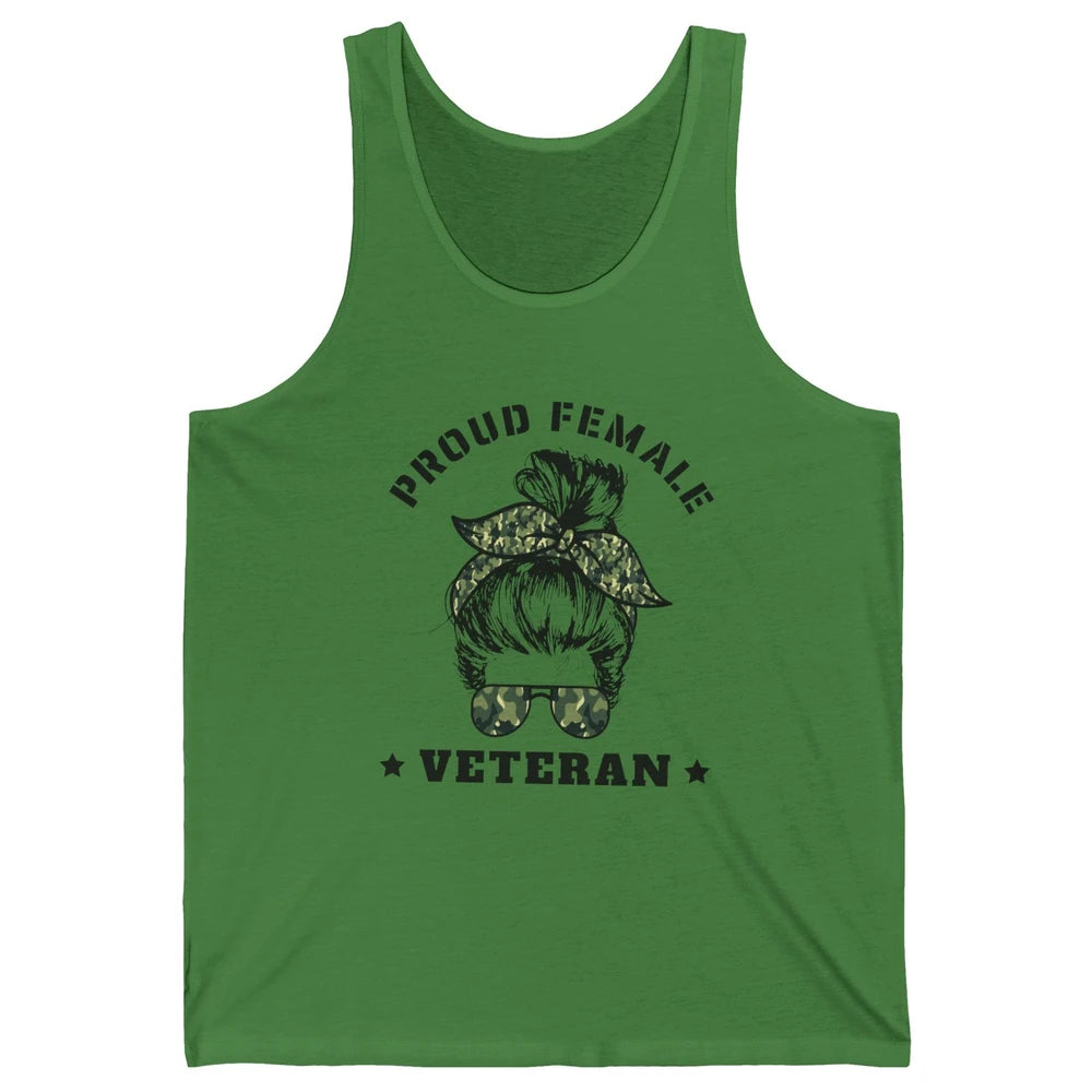 Proud Female Messy Camo Bun Army Mom Military Veterans Day Unisex Jersey Tank