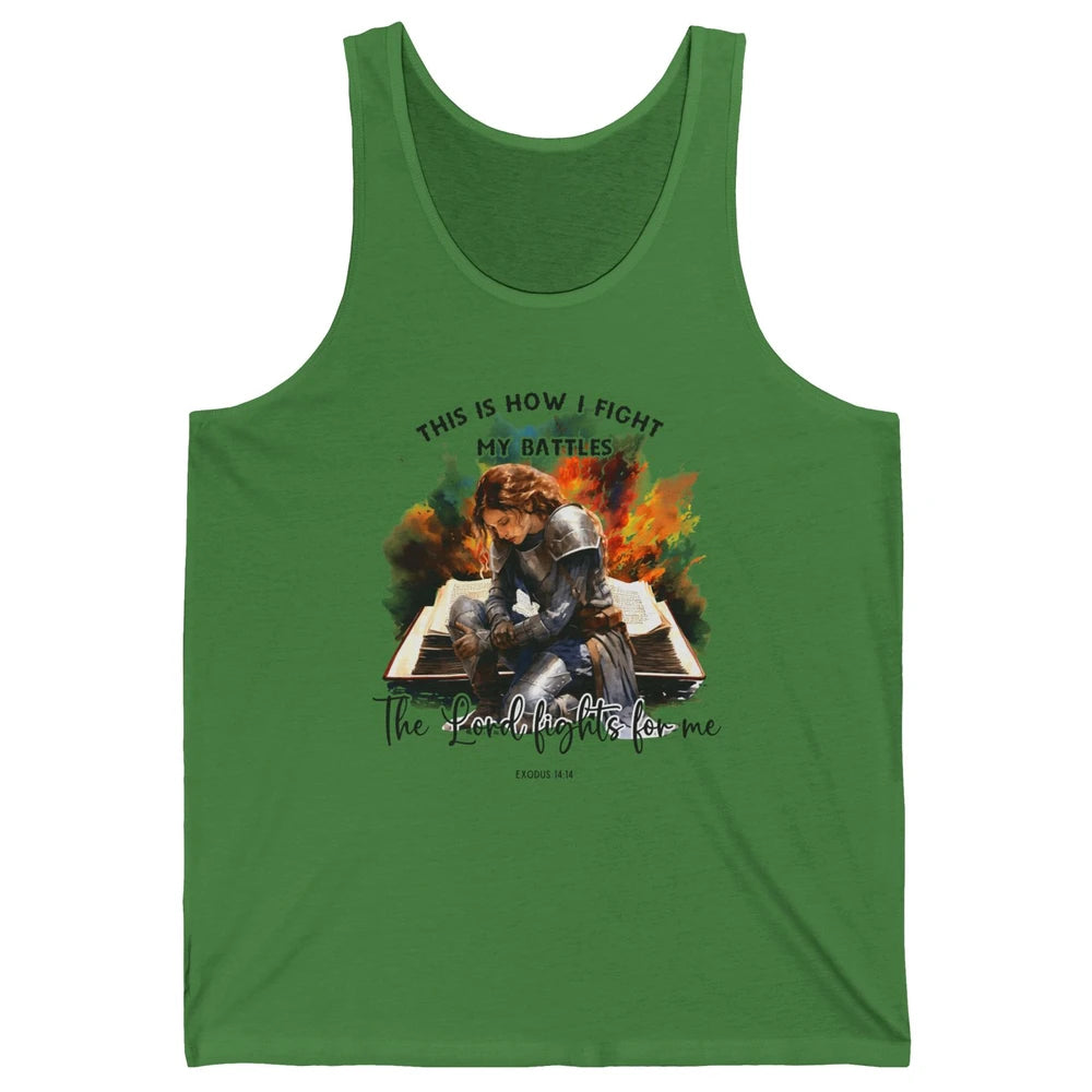 Christian Woman This Is How I Fight My Battles Bible Verse Unisex Jersey Tank